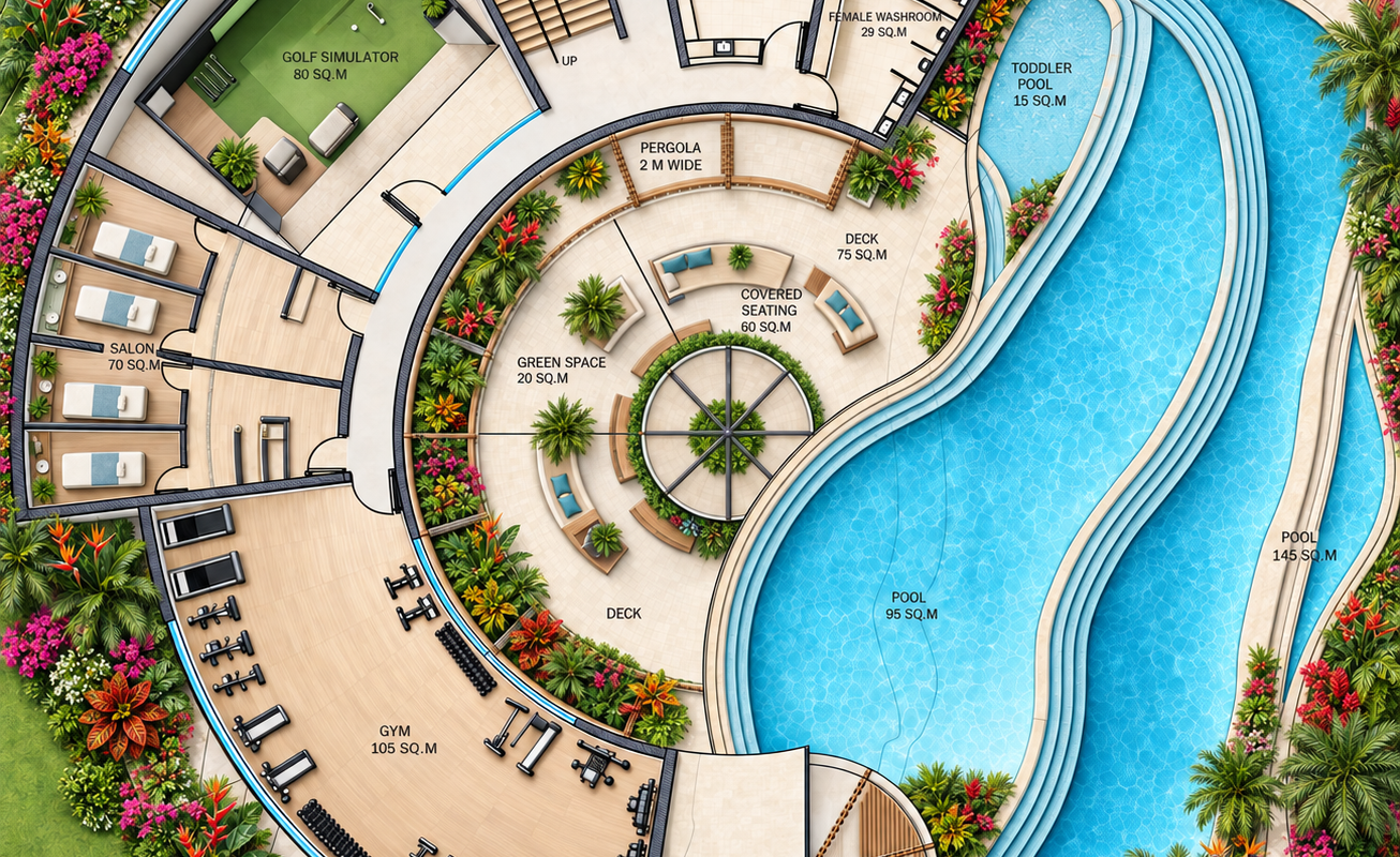 Private Villa terrace and pool at Crystal Valley Estates